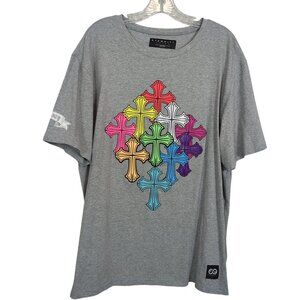 ETERNITY BC / AD short sleeve gray TShirt Tee colorful Celtic Crosses‎ sz 2XL